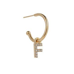 Gold Tone Alphabet Initial Earring Letter F 3 Pack